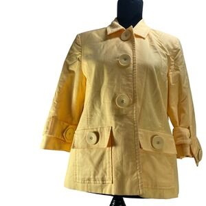Coldwater Creek Jacket Petite‎ Yellow Button Front Coat sunshine utility spring